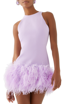 Feather Hem Mini Dress